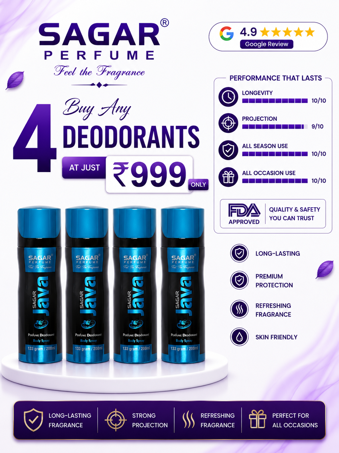 4 Pcs Deodorant Java Combo
